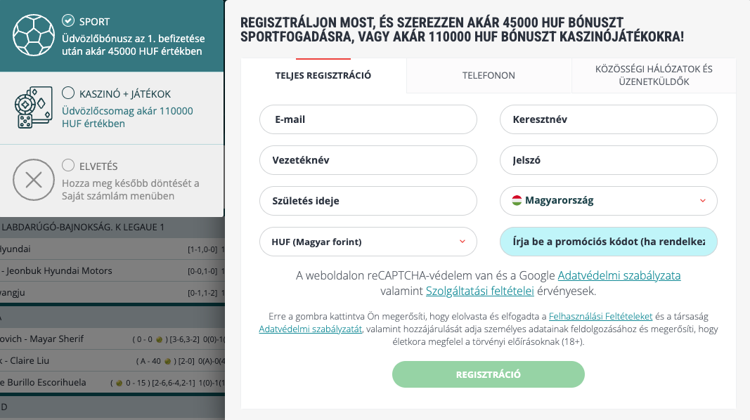 22bet kaszinó regisztráció