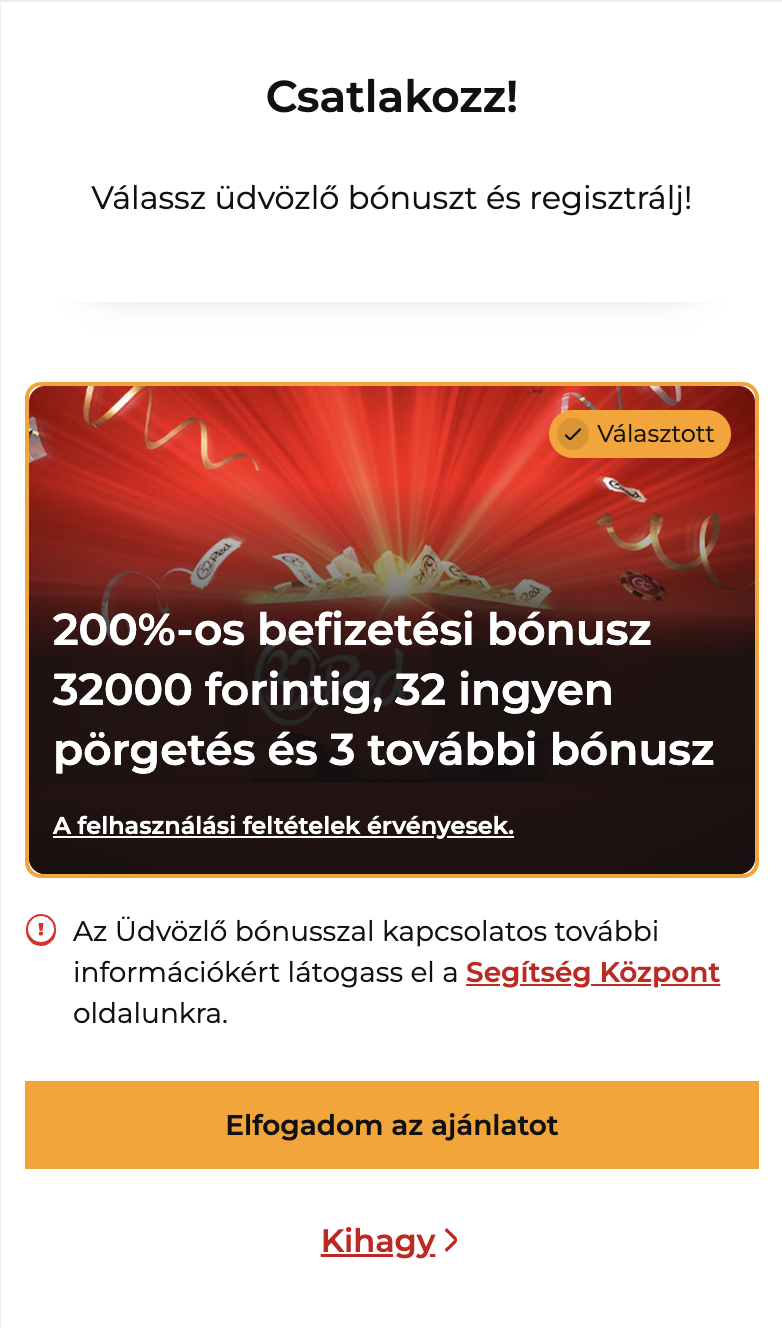 kaszinó 32red regisztráció