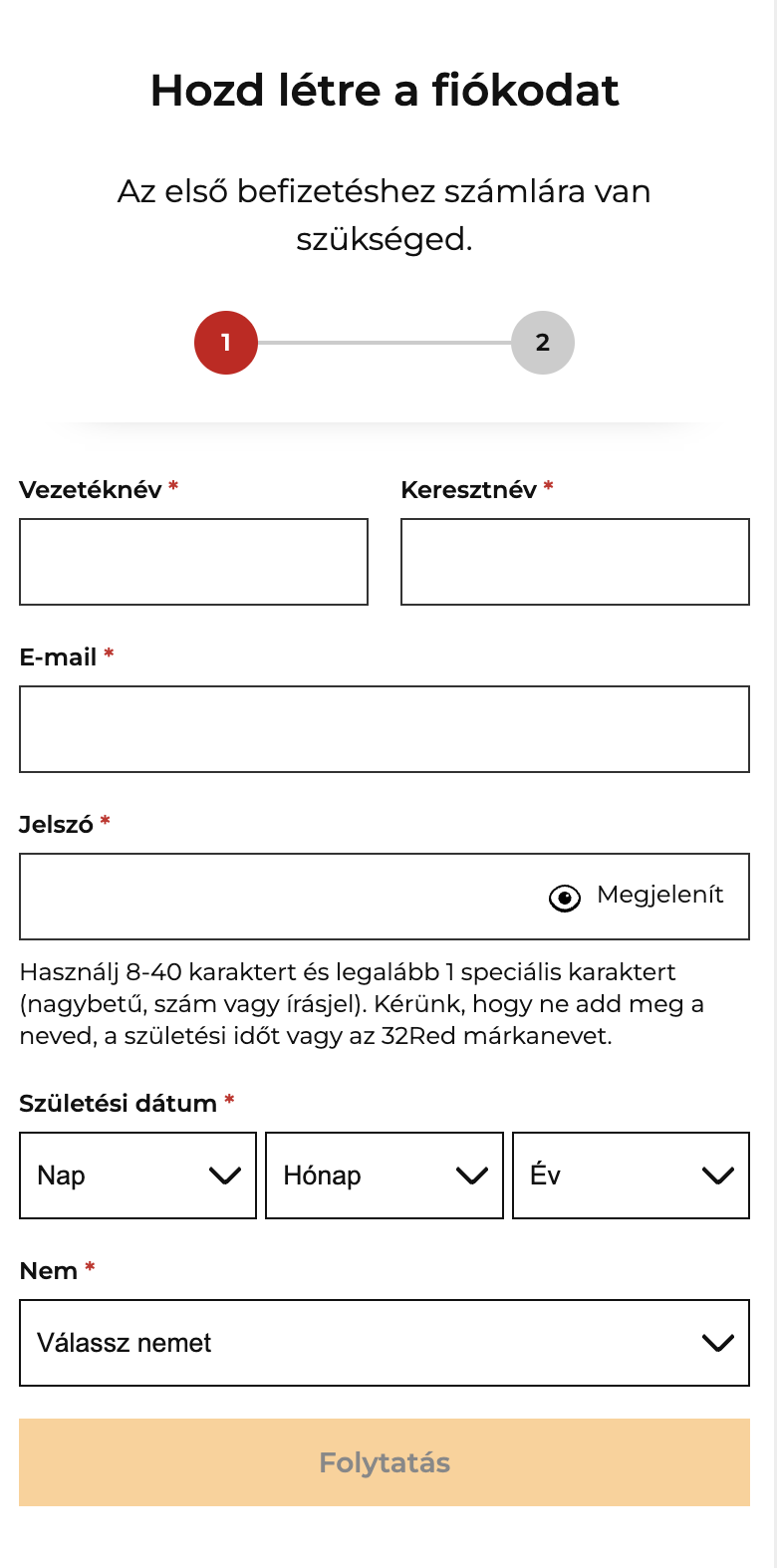 kaszinó 32 red regisztráció
