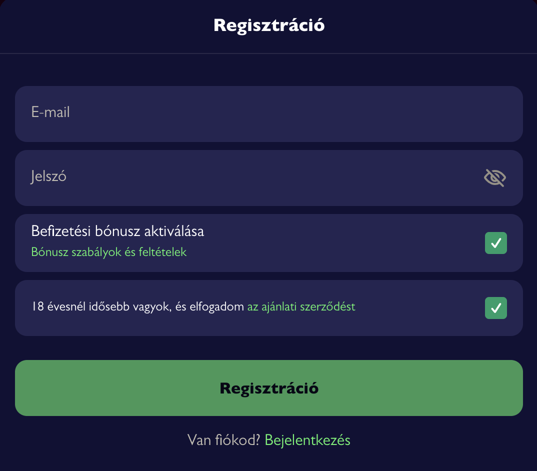 bet match regisztráció