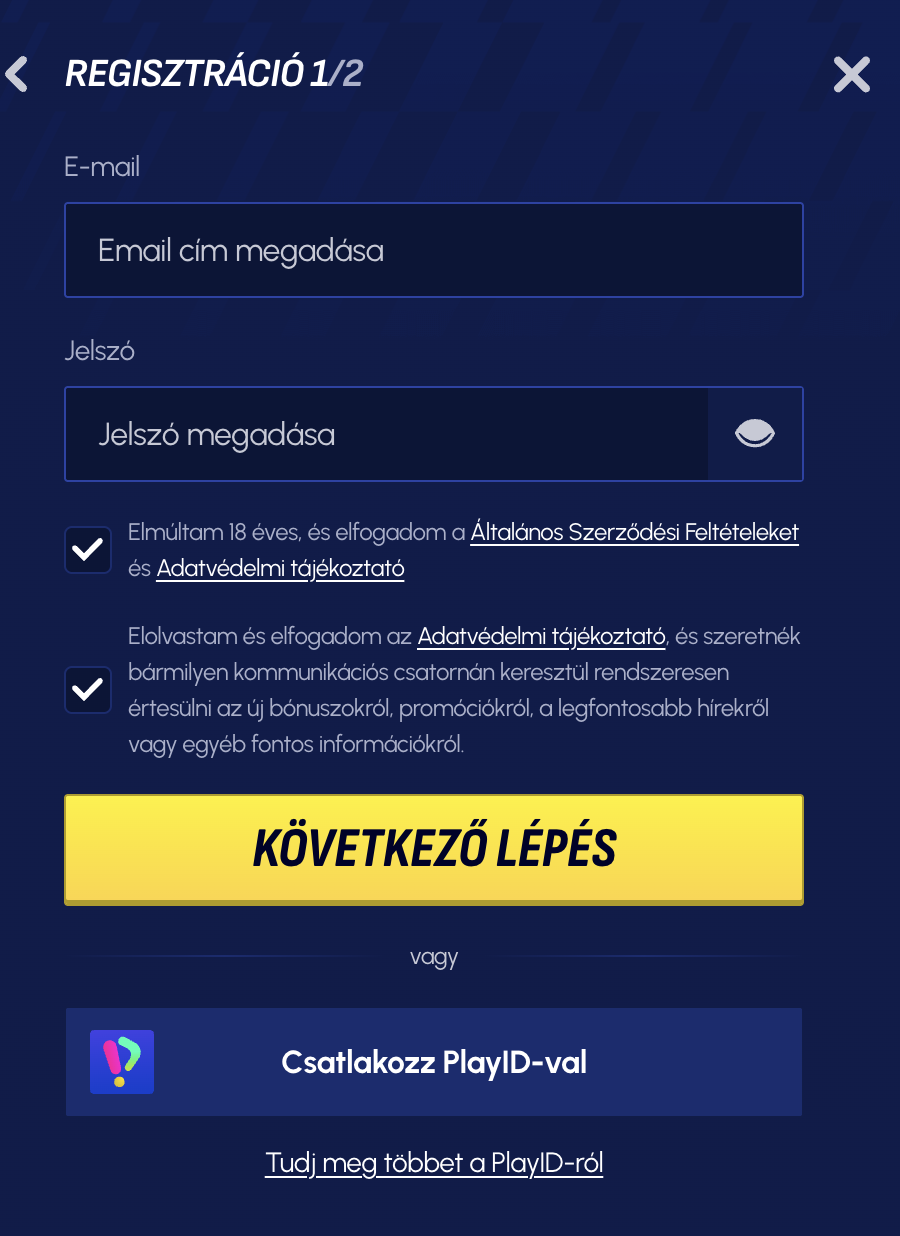 Betscore casino regisztráció