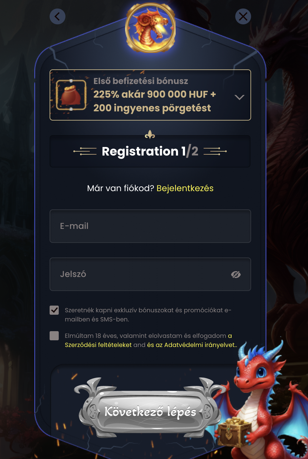 dragonslots regisztráció