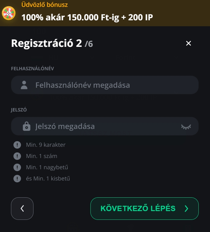 excite win regisztráció