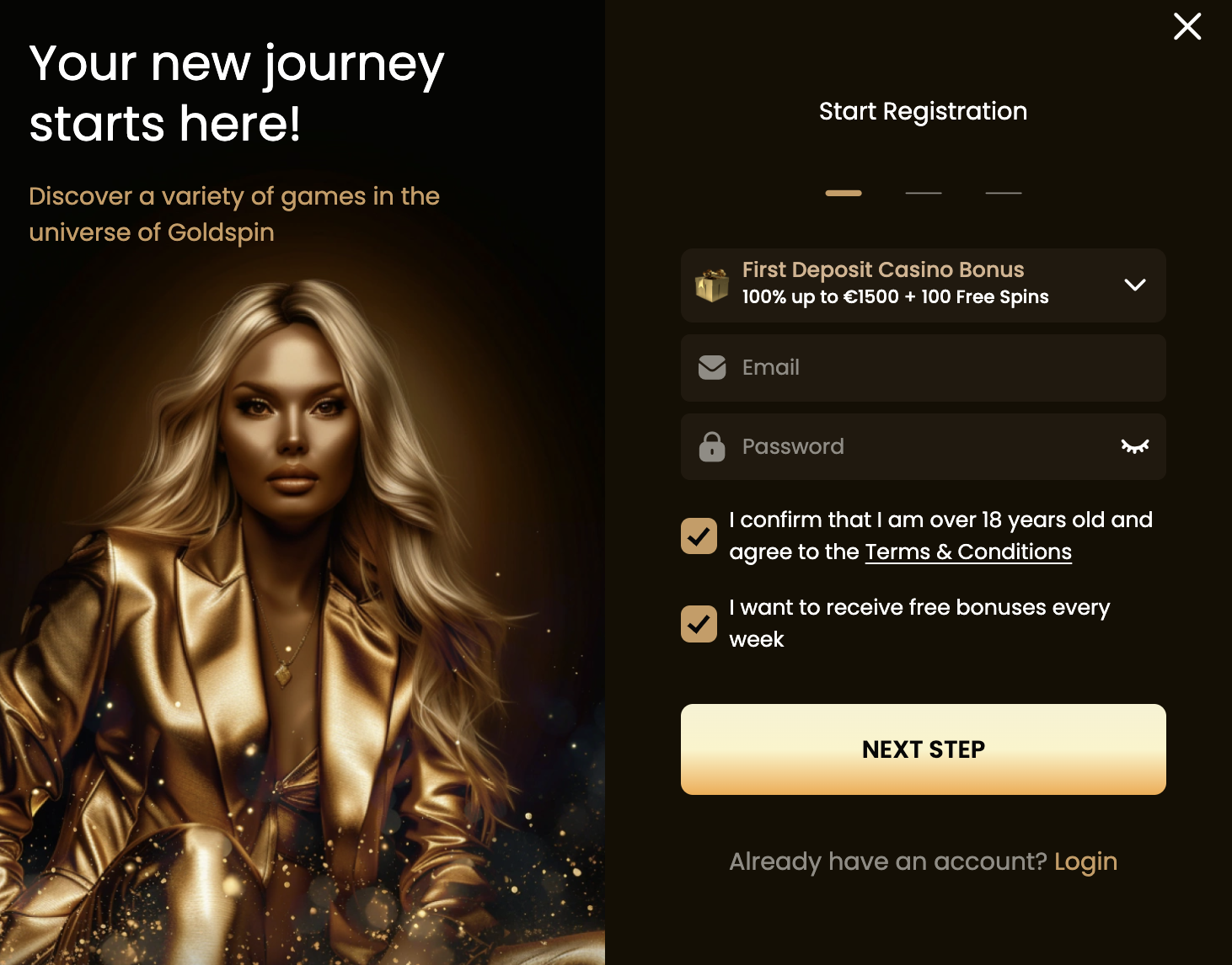 goldspin casino regisztráció
