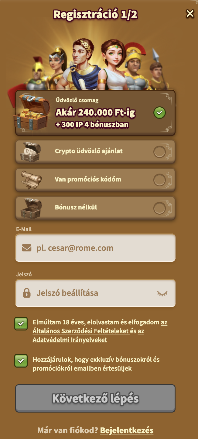 kaszinó myempire regisztráció