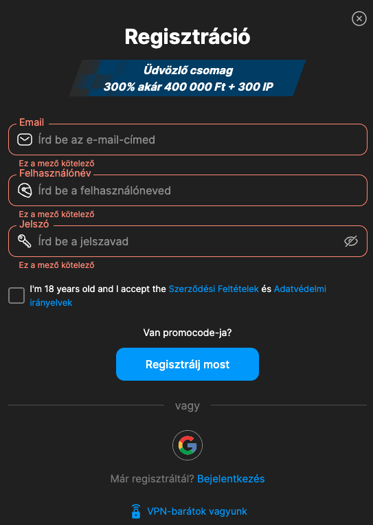 kaszinó needforspin regisztráció