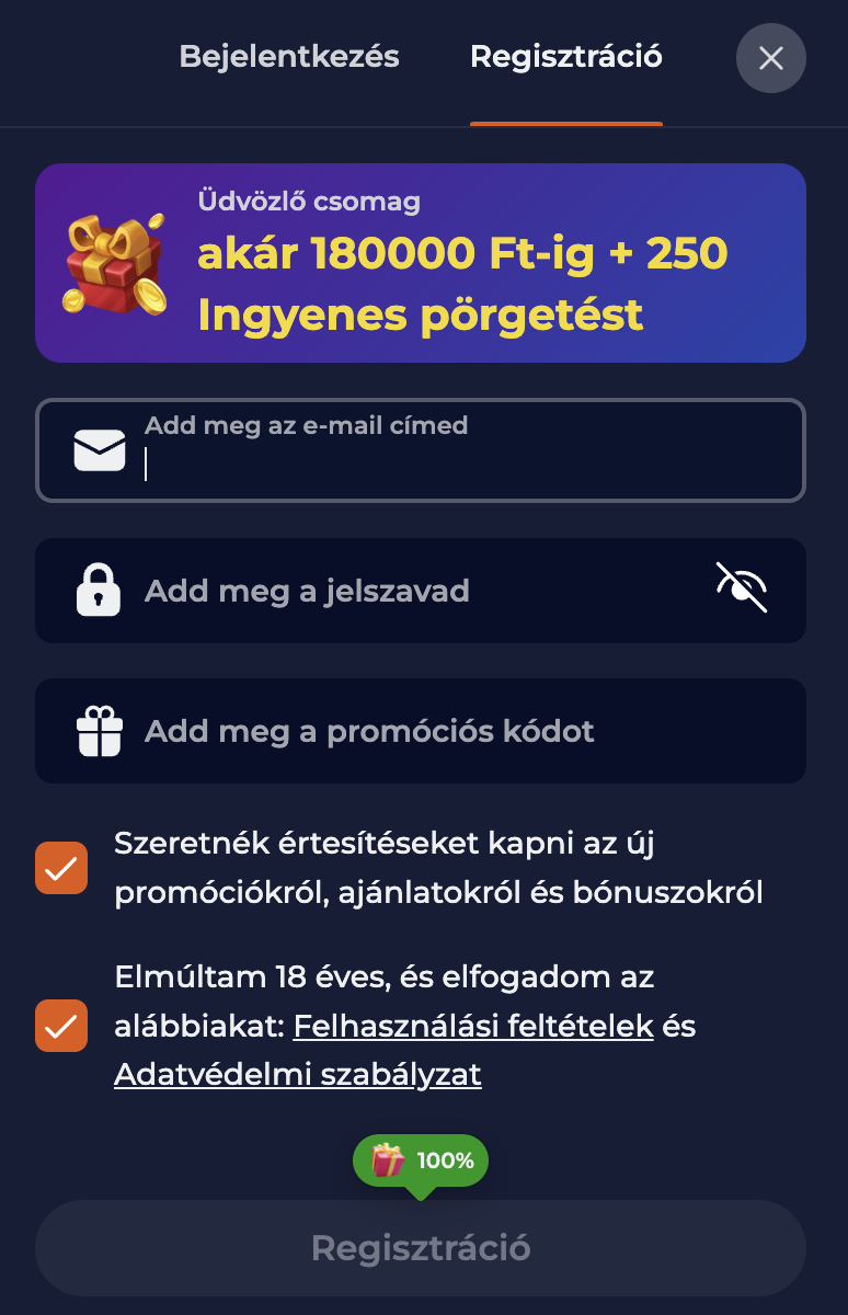 nine casino regisztráció
