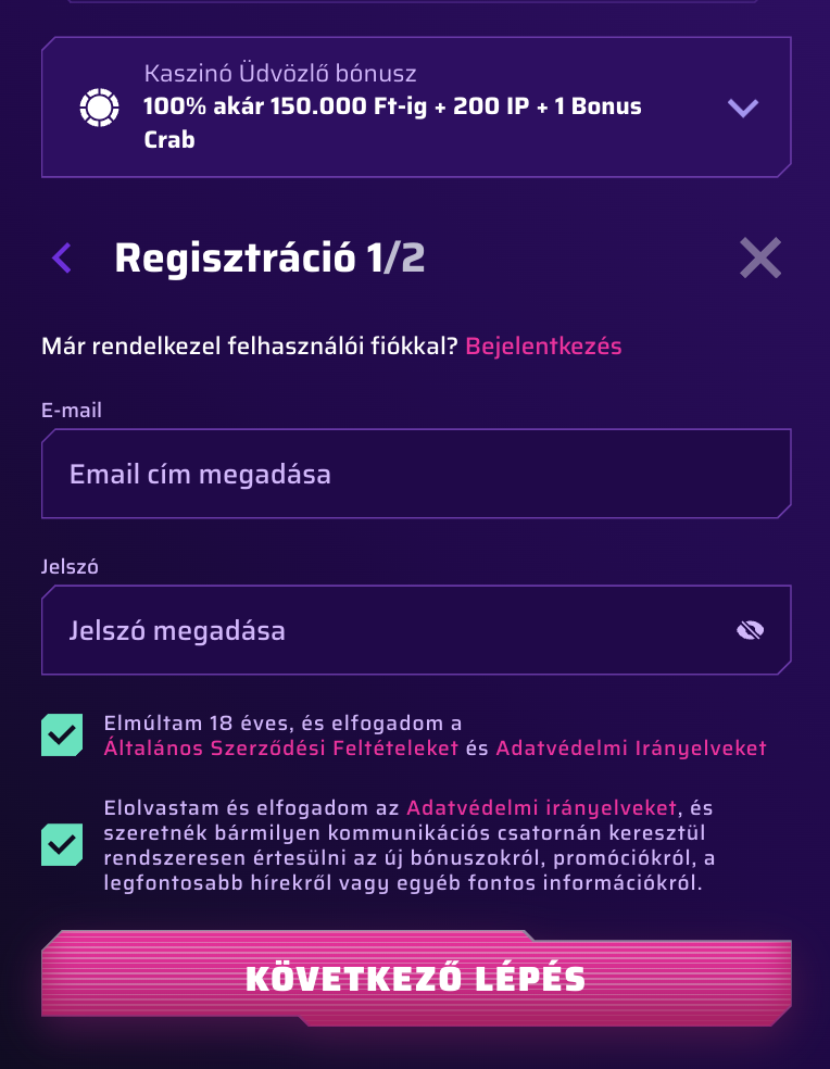 roby casino regisztráció