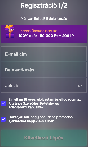 sgcasino regisztráció