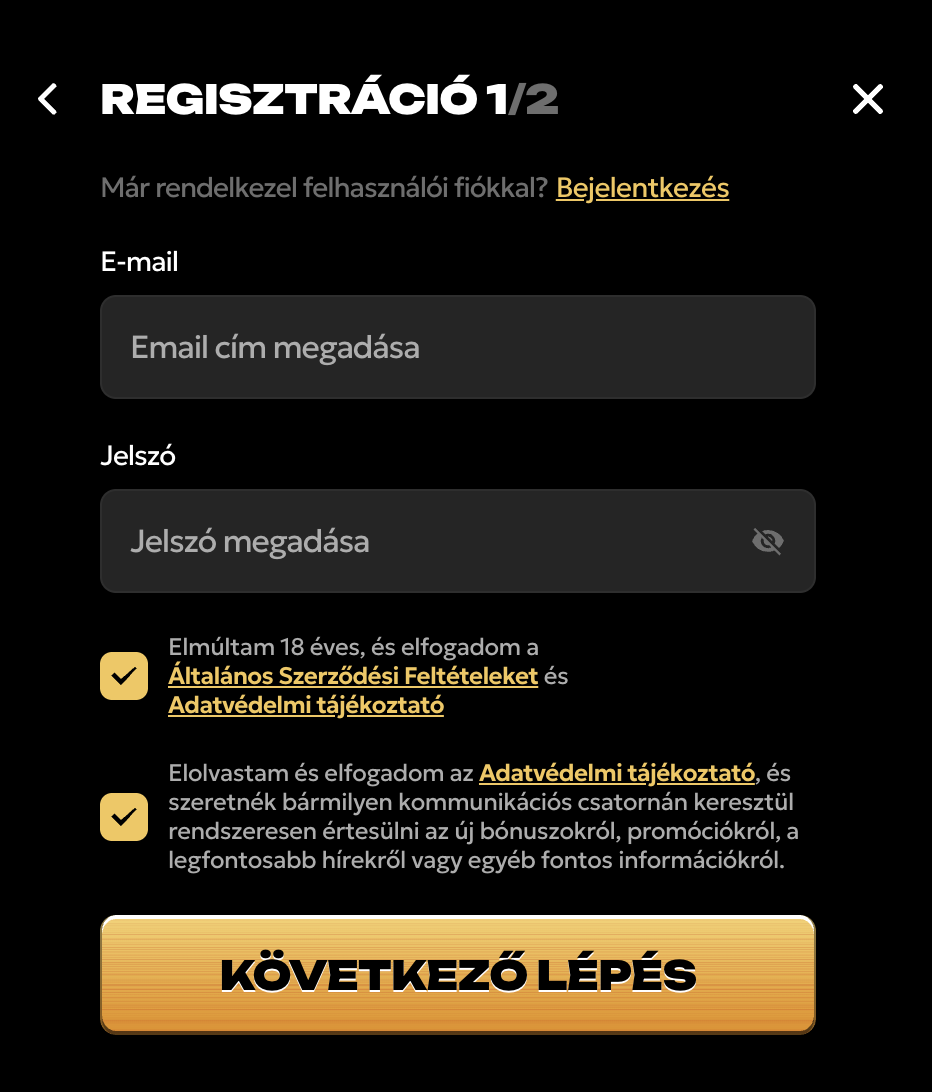 kaszinó Spinsy regisztráció