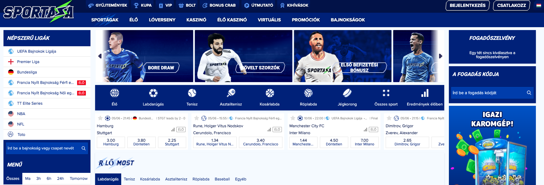 sportaza sportfogadás
