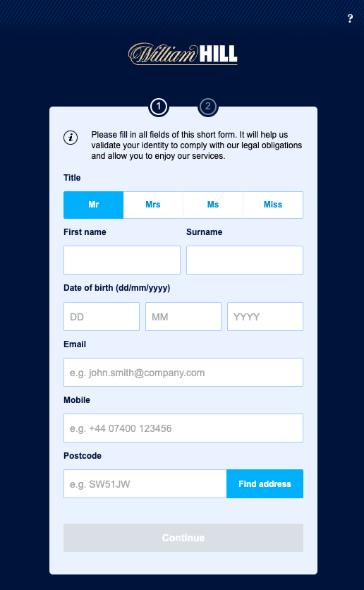 william hill regisztráció