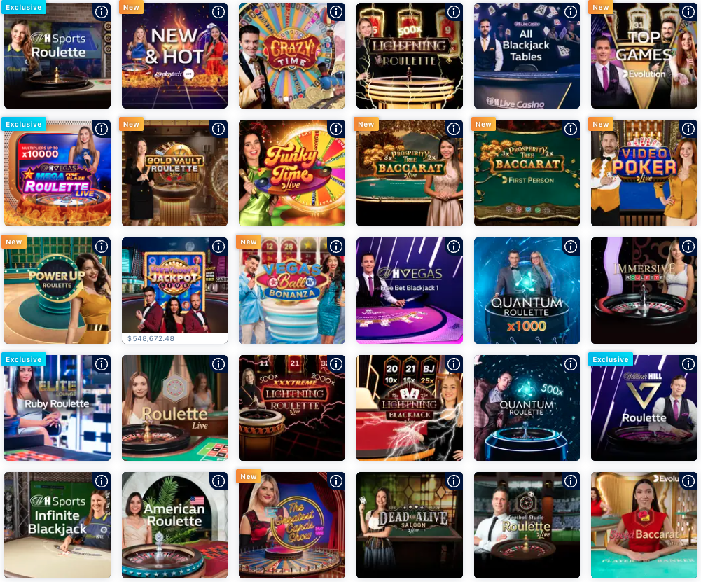 william hill élő kaszinó