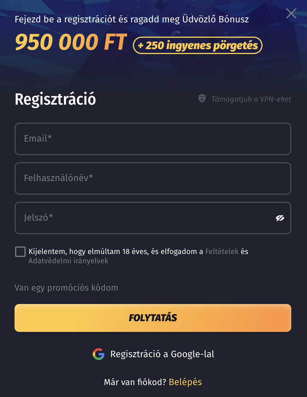 winshark casino regisztráció