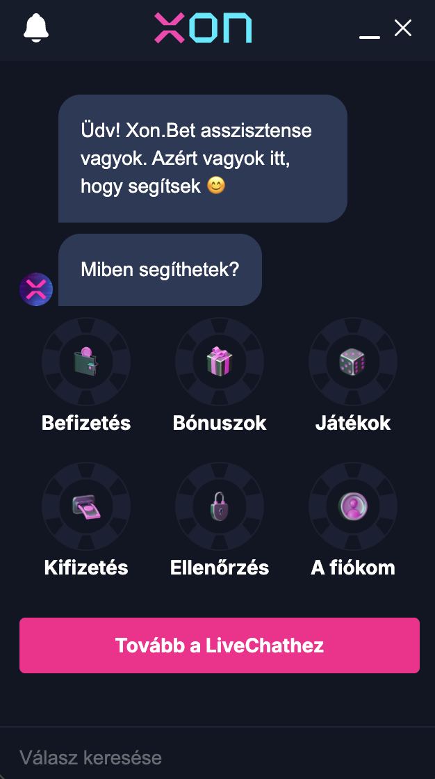 XON kaszinó ügyfélszolgálat