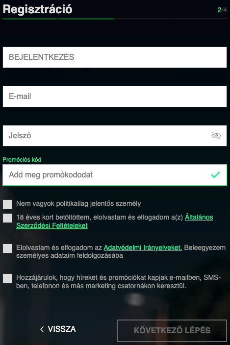 betinia kaszinó regisztráció