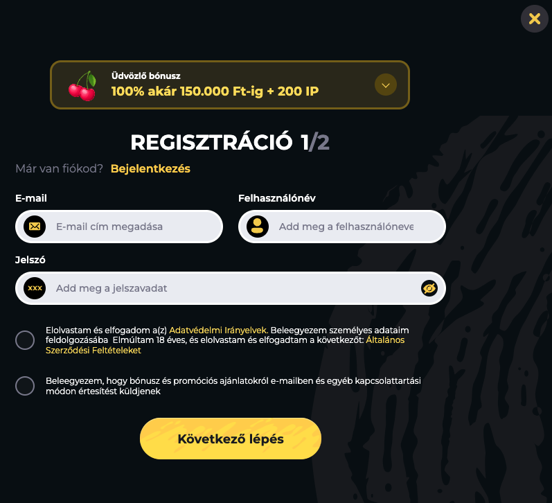regisztráció boomerang casino