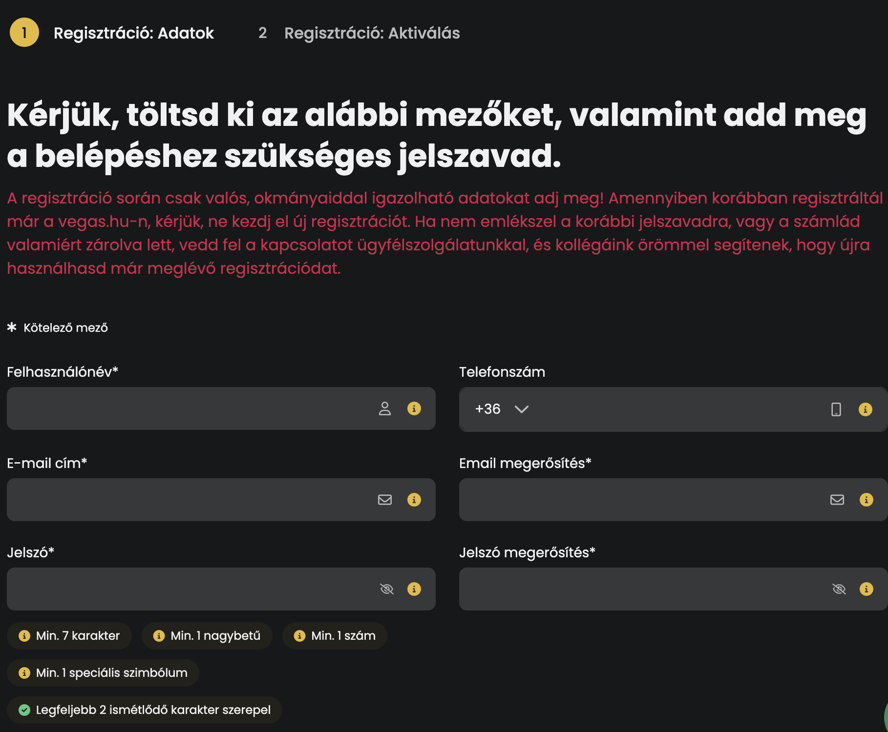 vegas.hu regisztráció