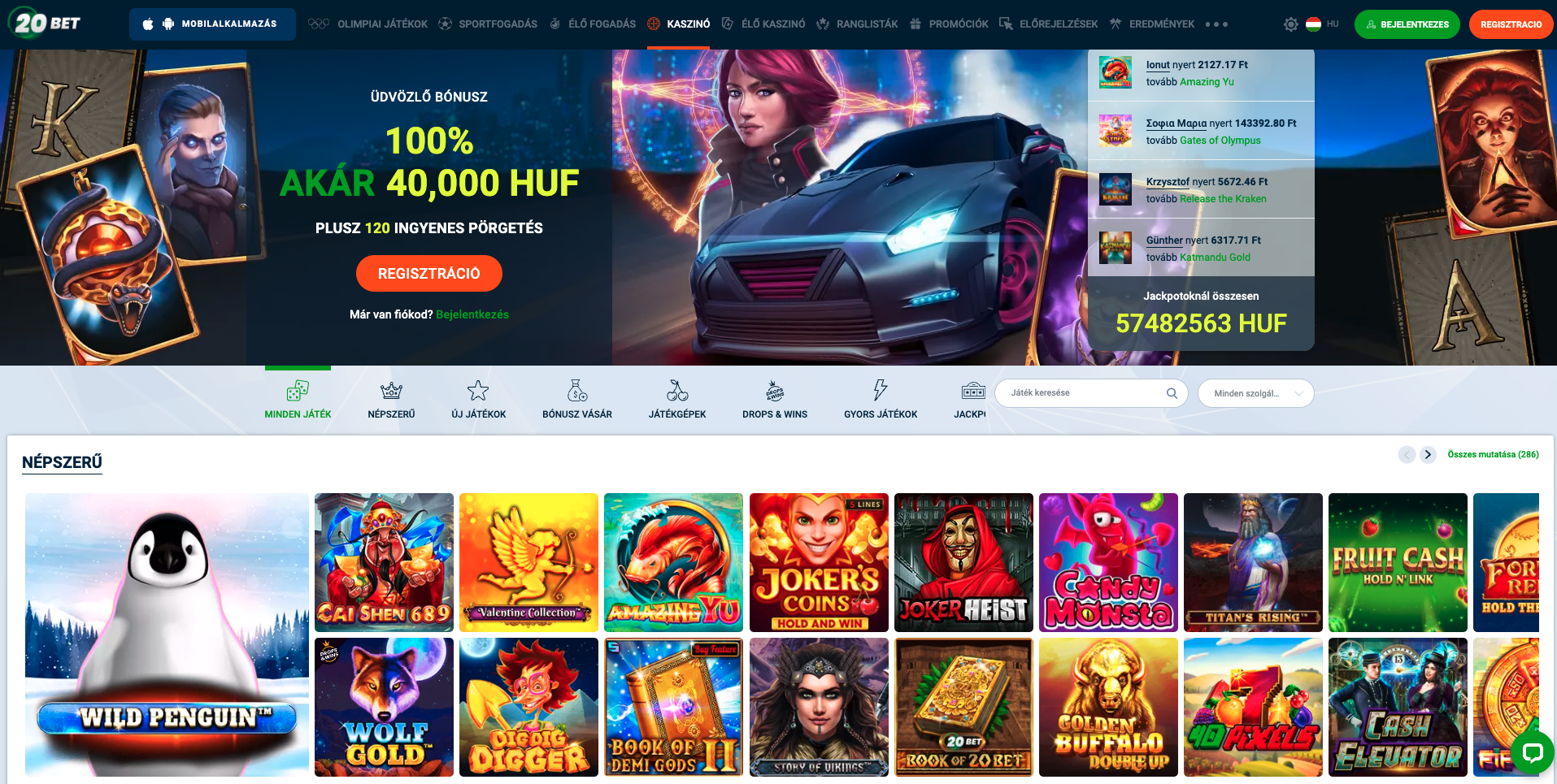 20bet casino oldal