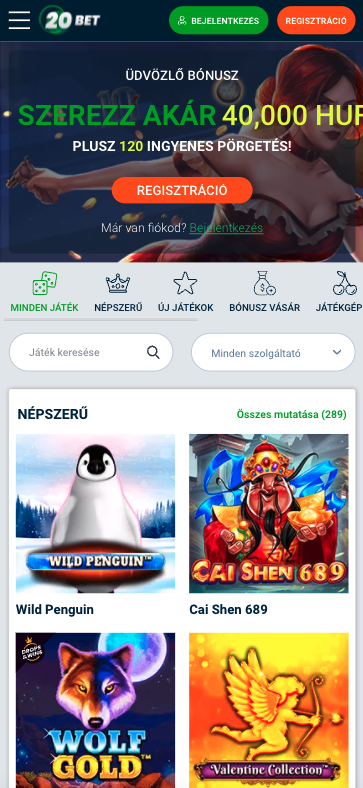20bet kaszinó mobil